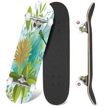 31'' Complete Skateboard 7 Layer Canadian Maple Double Kick Deck Skateboards Plant Skate Board for Beginner Adult Gifts
