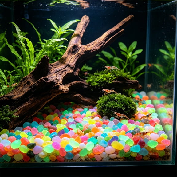 Yardvibe 100PC Luminous Stone Fluorescent Decor, 0.35" Glowing Pebbles for Outdoor Indoor Landscape Decoration, Rocks for Aquariums Rocks Garden Yard (Multicolor)