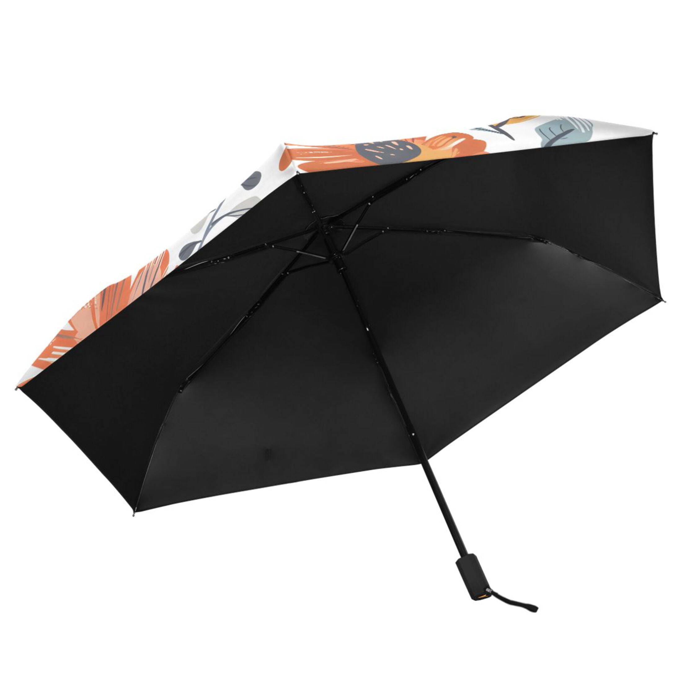 Cup with Flowers Compact Sun Umbrella Windproof Travel Umbrellas for Rain Strong Portable UV Protection