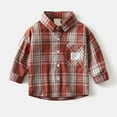 thumbnail image 5 of Tisuna Little Boys Shirts Plaid Print Long Sleeve Lapel Neck Tops Casual Comfortable Spring Autumn Kids Outerwear Red Size 6-7 Years, 5 of 8