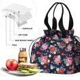 thumbnail image 4 of Pioneer Flower Floral Print Pattern Drawstring Lunch Bag Women - Drawstring Lunch Bag Insulated for Work Office - Stain-Resistant Large Lunchbags for Women with Multi-Pockets, 4 of 6
