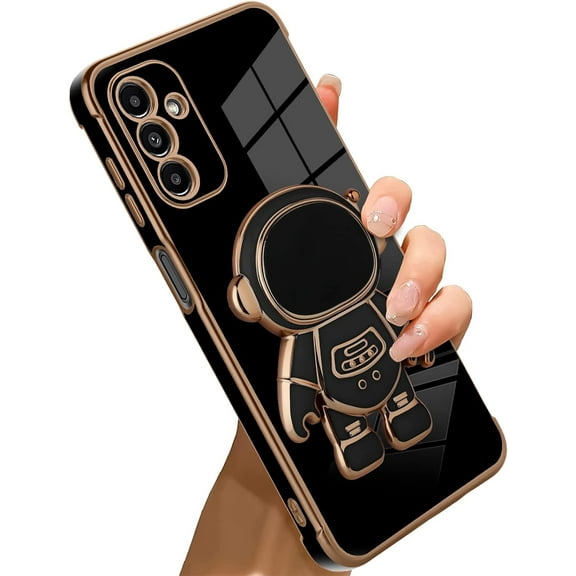 Compatible with Samsung Galaxy A13 5G Case Astronaut Plating Electroplate Luxury Elegant Case Camera Protector Kickstand Shockproof Protective Corner Back Cover Galaxy A13 5G Case -Black