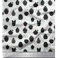 thumbnail image 1 of Soimoi Black polyester Crepe Fabric Dot & Cupcake Party Print Fabric by the Yard 42 Inch Wide, 1 of 3
