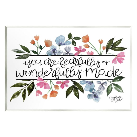 Stupell Fearfully & Wonderfully Made Floral Botanical & Floral Painting Wall Plaque Unframed Art Print Wall Art