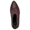 thumbnail image 3 of DKNY Womens Burgundy Snakeskin Stretch Gore Metal Heel Rand Logo Back Strap Cushioned Comfort Alani Almond Toe Kitten Heel Booties 8.5 M, 3 of 4