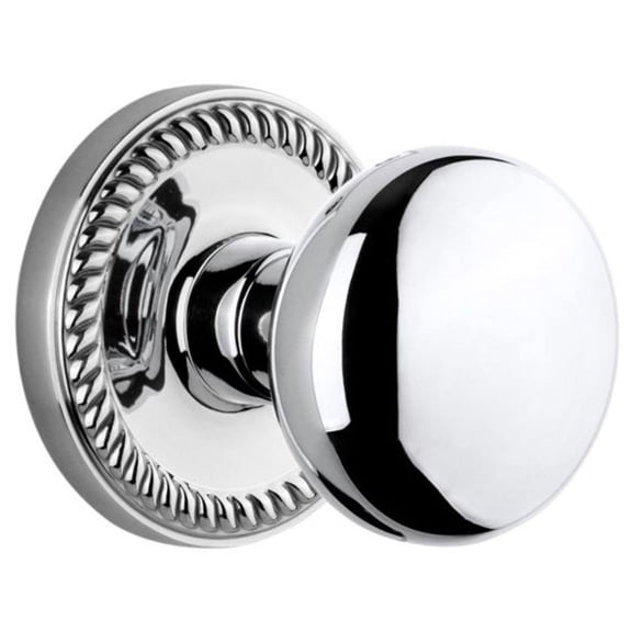 Grandeur Newfav_Prv_234 Newport Solid Brass Rose Privacy Door Knob Set - Chrome