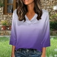 thumbnail image 6 of Qingpeng Satin 3/4 Sleeve Tops for Women V Neck Casual Loose Fit Blouses Soft Breathable Daily Tee Shirts Size S-5XL, 6 of 6