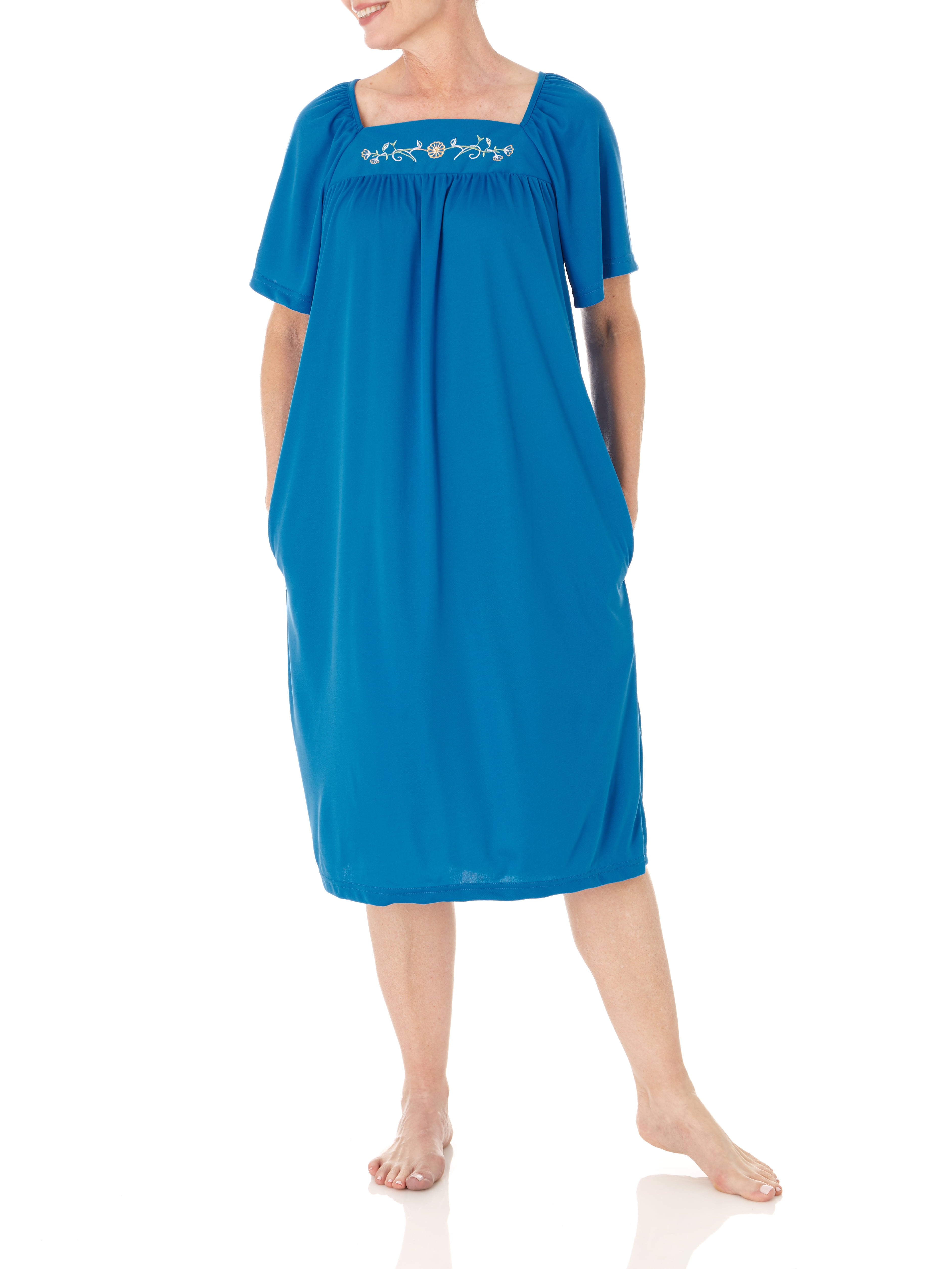 AmeriMark Womens Solid Embroidered House Dress with Zambia | Ubuy