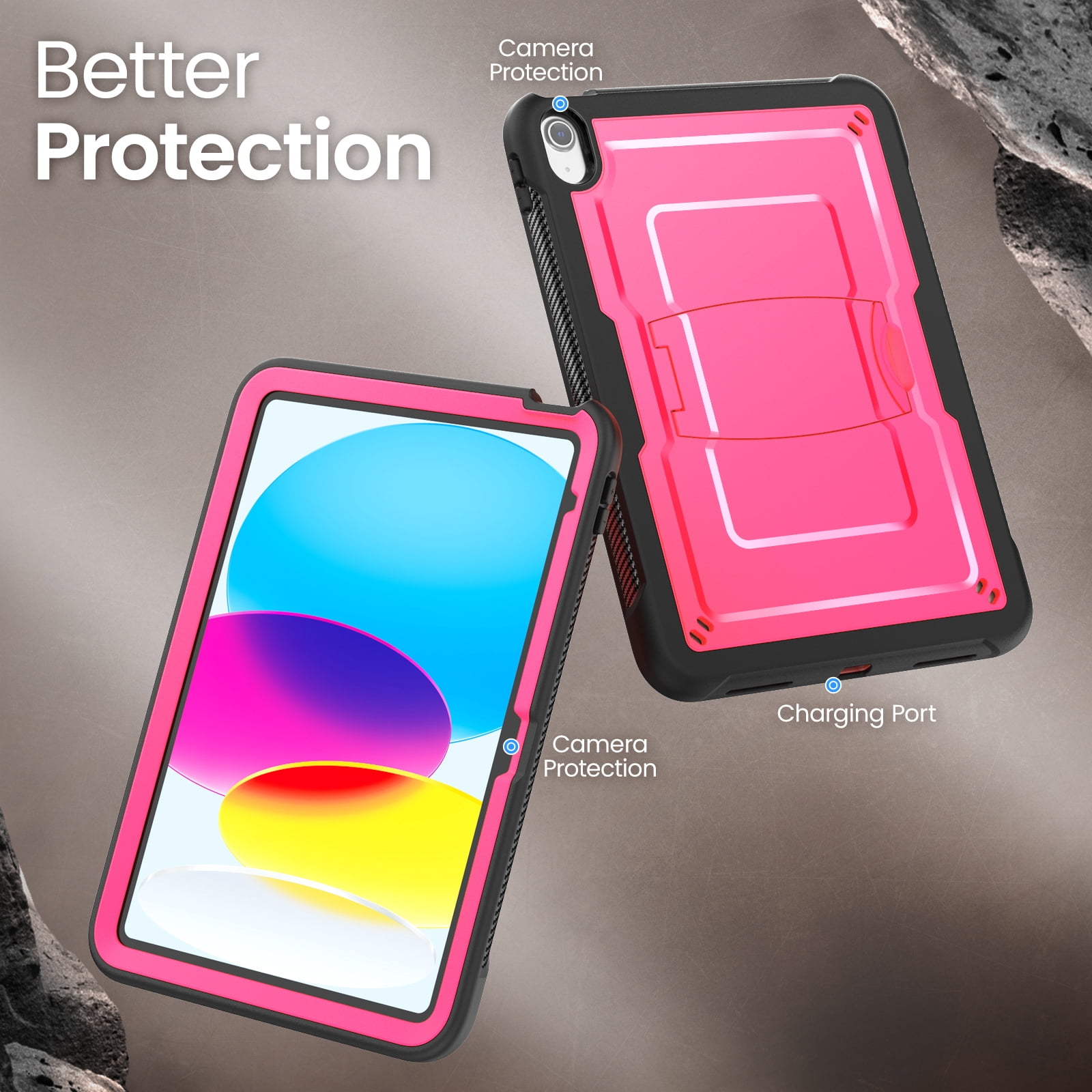 Allytechgroup Case for Apple iPad (A16) 11th Generation 11 inch 2025 Model with Pencil Holder/Kickstand Hard PC + Soft TPE Bumper Rugged Slim Stand Shockproof Shell Heavy Duty Protection Cover, Rose
