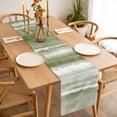 thumbnail image 3 of Sage Green Stripes Table Runner - 120 Inch Long, Kitchen Dining Table Runner Dresser Scarves, Watercolor Gradient Abstract Striped Farmhouse Decor for Coffee Tables Wedding Party Banquet, 3 of 8