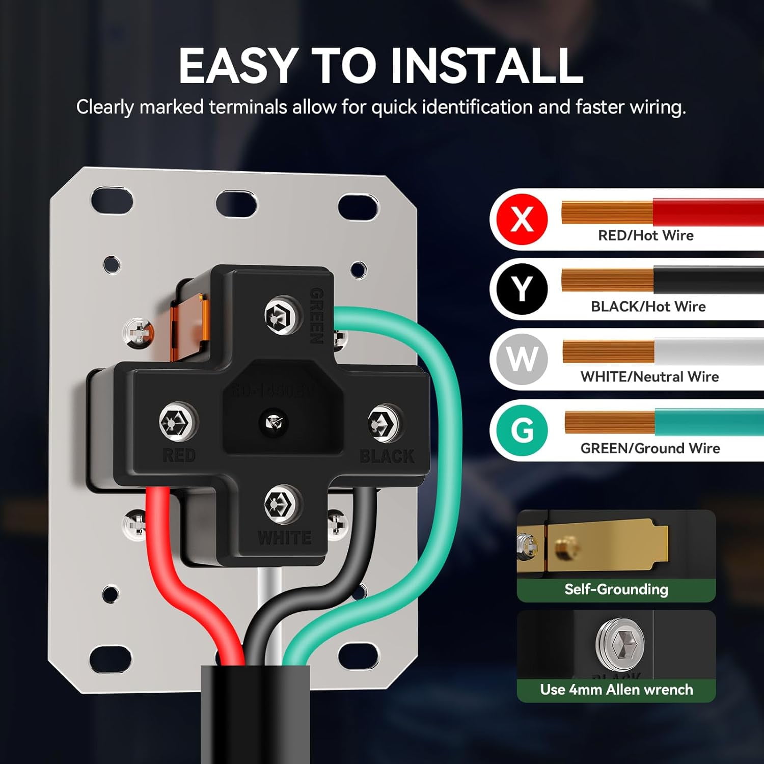 RVGUARD 50 Amp EV Charging Receptacle, NEMA 14-50R EV Power Outlet, 125/250 Volts, Ideal for Electric Vehicles, RVs, and Large Appliance, ETL Listed.