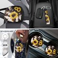 thumbnail image 4 of Uorisanigo Sunflower Cow Print Car Seat Cover Font Rear Set with Seatbelt Pads Handbrake Shift Knob Covers Headrest Arm Rest Cover Steering Wheel Cup Coasters Key Chains,Universal Fit,Set of 18, 4 of 7