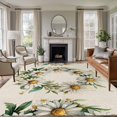 thumbnail image 2 of Spring Pastoral Large Area Rugs 5x8 ft White Circle Flower Linen Texture Washable Rug Non Slip Indoor Carpet Absorbent Floor Mat for Living Room Bedroom Dining Room, 2 of 9