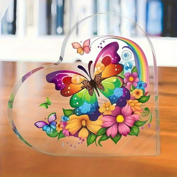 Heart shaped colorful butterfly plaque, room decoration, home decoration, butterfly decoration, desktop decoration, excellent gifts for friends and family, Valentine's Day, New Year, Easter gifts