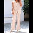 thumbnail image 4 of Conjuntos de 2 Piezas para Mujer: Chaleco Sin Mangas y Pantalón , Conjunto de Blazer Informal de Negocios. Caqui M, 4 of 6