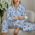thumbnail image 6 of Honeii Red Cherries print Women's Pajama Sets Long Sleeve Button Down Sleepwear Nightwear Soft Pjs Lounge Sets-X-Large, 6 of 7