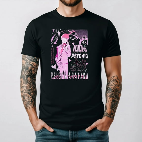 Mob Psycho 100 Reigen Arataka Pink Anime Fan Graphic T-Shirt unisex up to 5XL