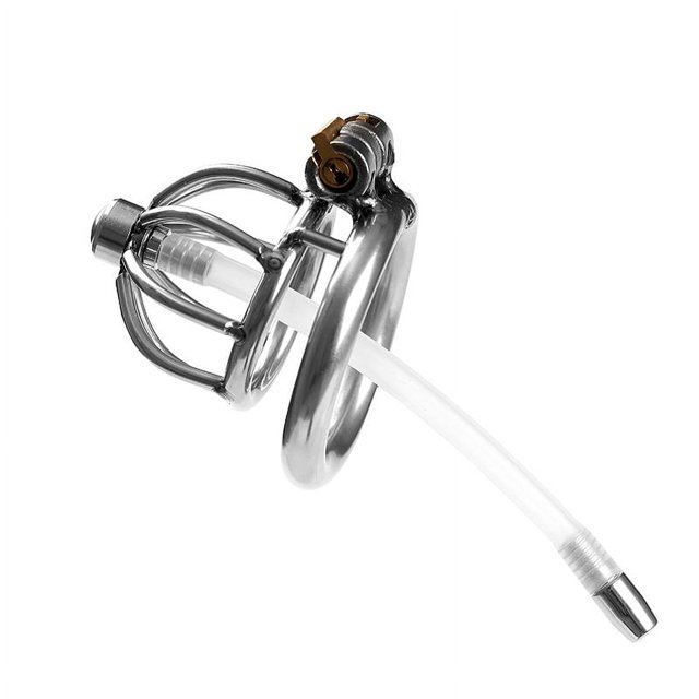 1pc Imprison Penile Restraint Lock with Detachable Urethral Tube for BDSM Men - Enhance Sexual Pleasure with Urethral Massage