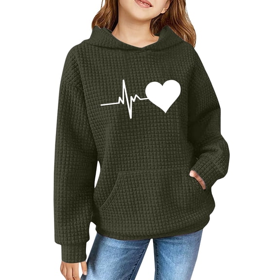 YunPes Girls' Sweatshirts Winter Retro Print Sweatshirts for Teenagers Long Sleeves Cute Sweatshirts Jacket