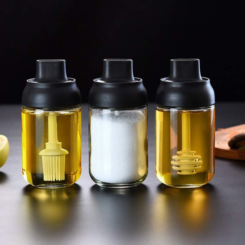 Moisture Proof Salt Pepper Shakers Pots Flip Top Glass Table Condiment Bottles