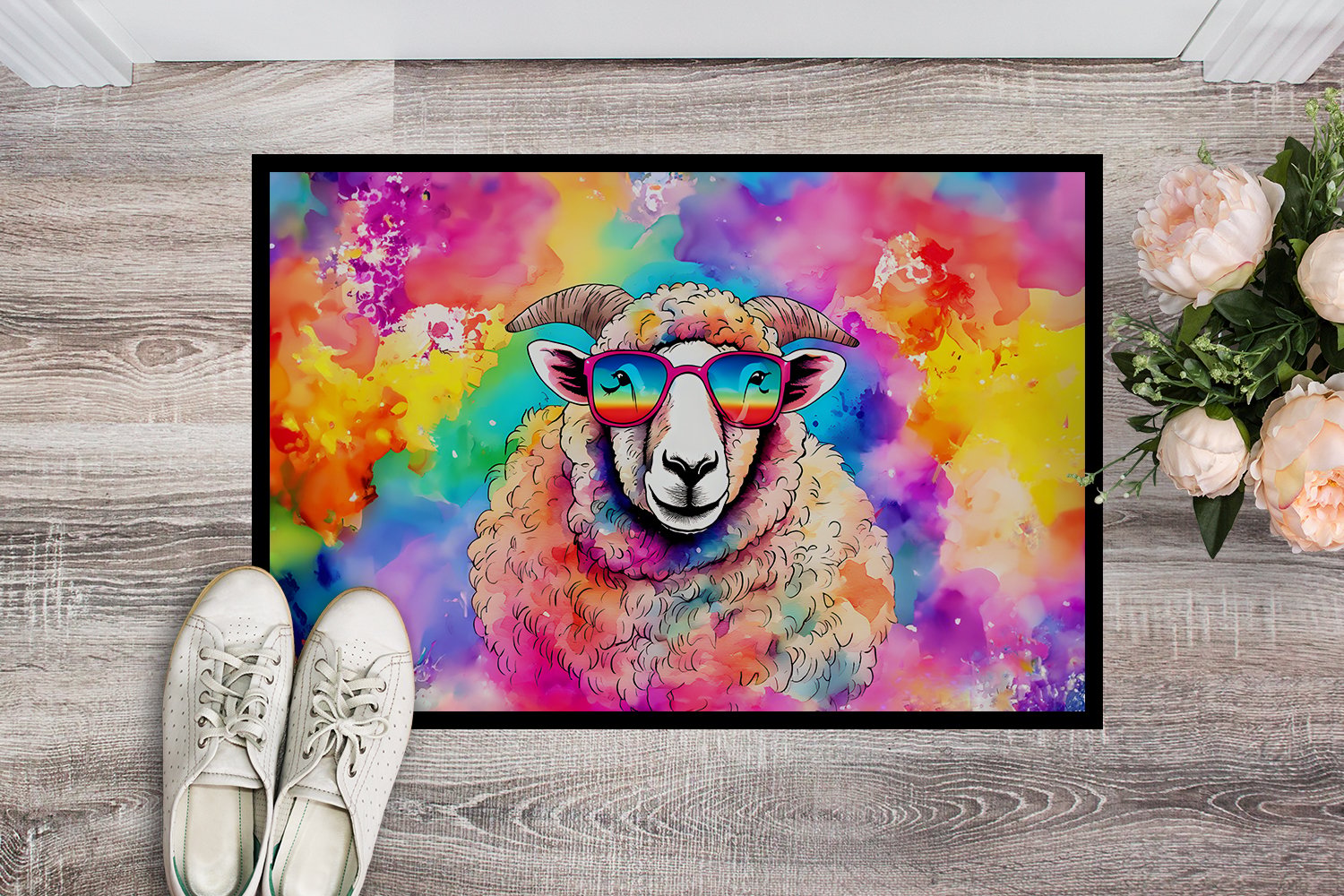 thumbnail image 2 of Carolines Treasures DAC4041JMAT 24 x 36 in.  Hippie Animal Sheep Doormat, 2 of 5