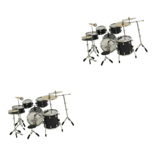 maskred 1/2/3 8x Ensemble de Tambours Mini Réalistes Accessoires de Musique Instrument pour Noir 2 Pcs