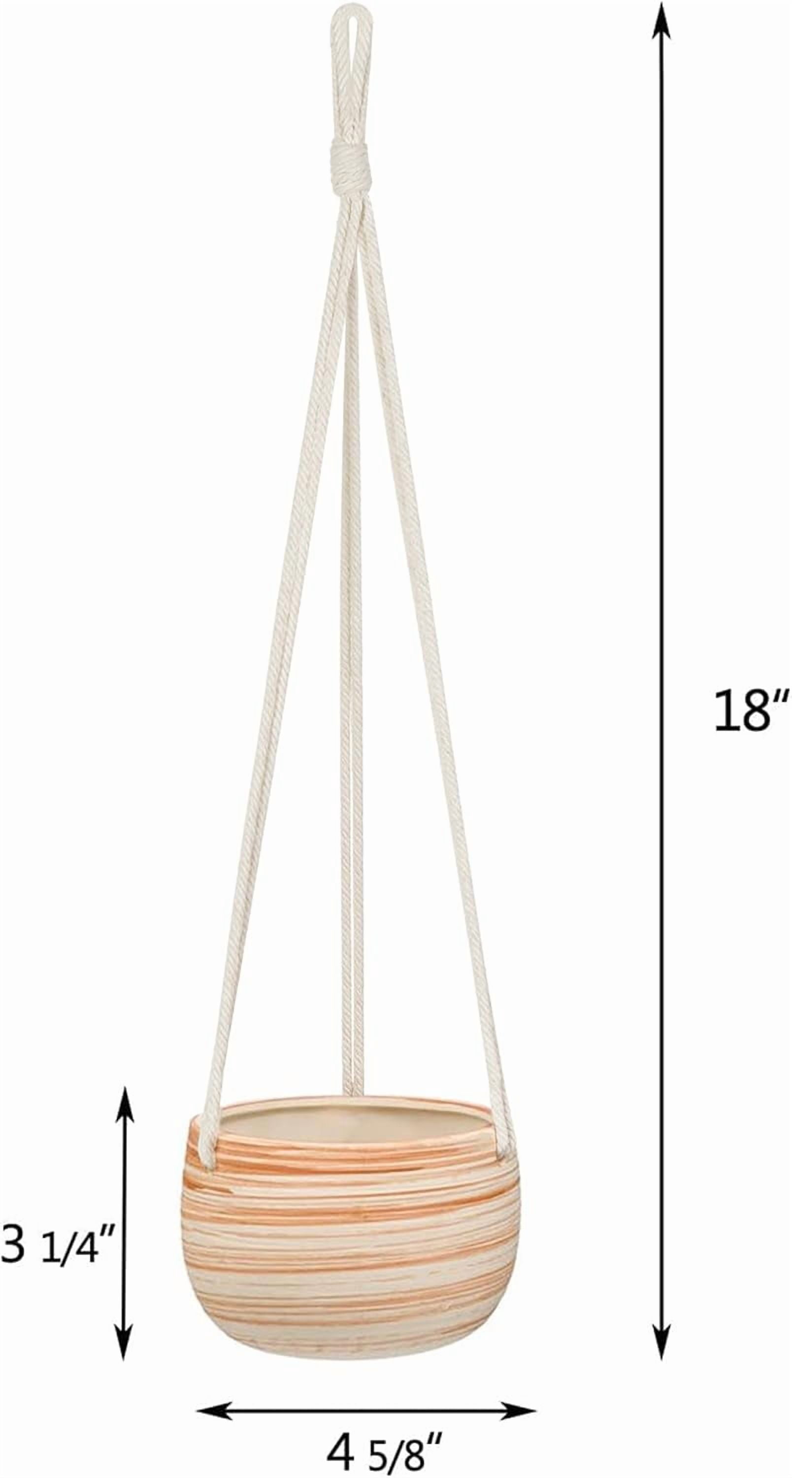 Ceramic Hanging Planter Macrame Plant Holder 5 Inch Cute Succulent Cactus Pot with Cotton Rope Hanger for Indoor Outdoor Decor, 1 Pack
