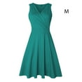 thumbnail image 4 of EIMELI Women Pleated High Waist V Neck Wrapped Sleeveless Solid Color Summer Dress, 4 of 7