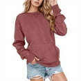 thumbnail image 2 of MEZZALL Women Casual Solid Color Pullover Sweater Long Sleeve Crewneck Pocket O-Neck Sweatshirt Athletic Sportswear Tops Winter Cozy Fall Clothing, 2 of 4