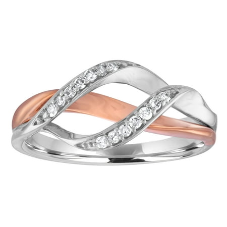 Diamond Band in 10k Rose Gold/Sterling Silver