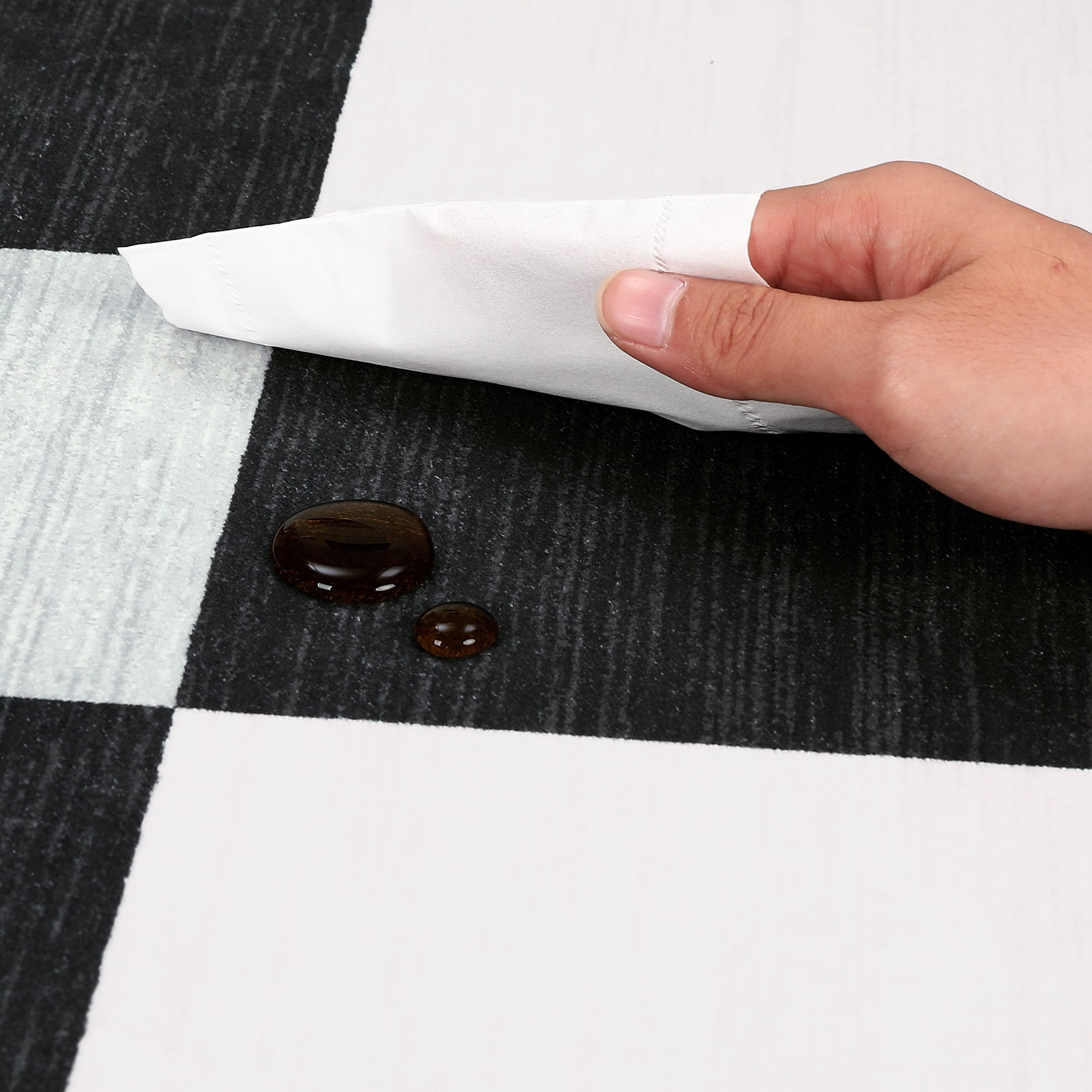 Garvee 9' x 12' Checkered Area Rug Washable Rugs Modern Geometric Rug Indoor Soft Foldable Accent Carpet for Living Room Bedroom, Black