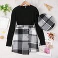 thumbnail image 6 of Fsqjgq 5T Fall Outfits for Girls Trendy Girls Clothes Girl Skirt Sets 3 Piece Outfits Square Neck Jacquard Puff Sleeve Tops Plaid Mini Skirt Shorts Fall Winter Clothes Baby Girl Outfits Size 140, 6 of 6