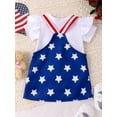 thumbnail image 5 of FEORJGP 4th of July Toddler Baby Girls Casual Dress Outfit Sets 0 3M 6M 9M 12M 18M Infant Short Sleeve Rompers Solid Crew Neck Jumpsuits with Stars Emhion Cute Summer Clothes for Daily Party, 5 of 9