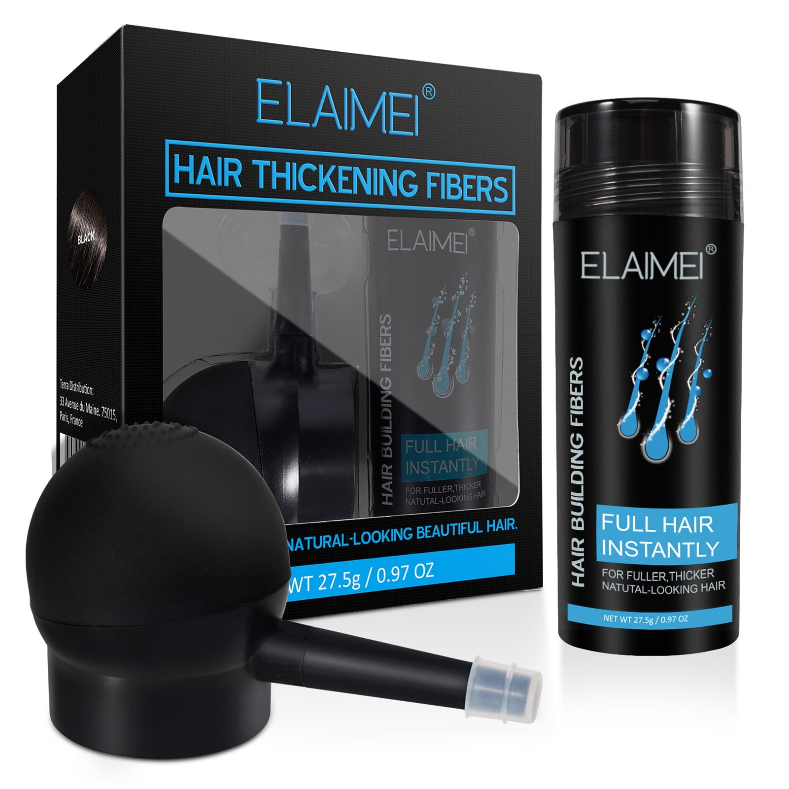 ELAIMEI 27.5g Hair Building Fibers with Spray Applicator Even Fine