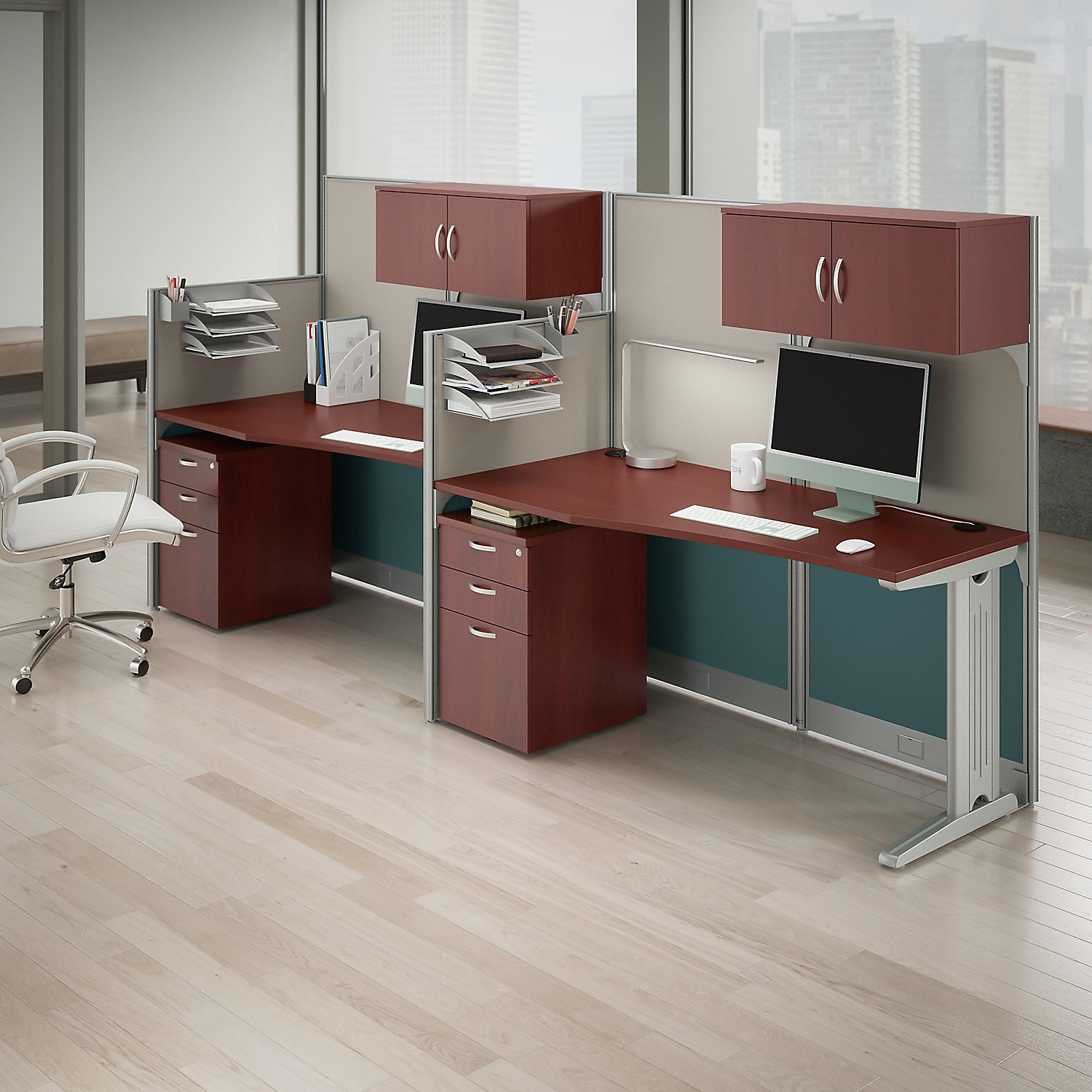 Office in an Hour Cubicle Desk with Storage in Hansen Cherry - Engineered Wood - image 6 of 9