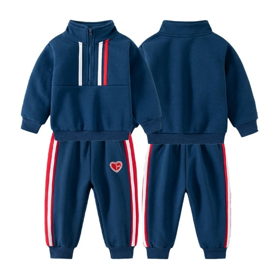 KYAIGUO Toddler Kids Fleece Sweatshirt Sweatpants 2Pcs Set for Boys,Warm Sweatsuit Active Pants Two Piece Set Baby Fall Winter Tracksuits Set 2-7 Years Old
