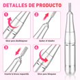 thumbnail image 3 of Torno El&eacute;ctrico para U&ntilde;as, Lima de U&ntilde;as El&eacute;ctrica Recargable, Drill para U&ntilde;as Profesional, con 6 Drill y Bandas de Lijado, para Acr&iacute;li, 3 of 9