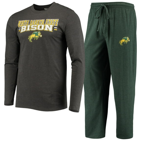 Men's Concepts Sport Green/Heathered Charcoal NDSU Bison Meter Long Sleeve Top & Pants Sleep Set