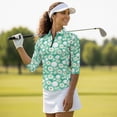 thumbnail image 4 of Uorisanigo Flower Golf Ball Womens Moisture Wicking Casual Tennis Activewear Comfortable Breathable Athletic Polo Workout Tops 3/4 Sleeve Fashion Outing Wear for Women Size S, 4 of 7