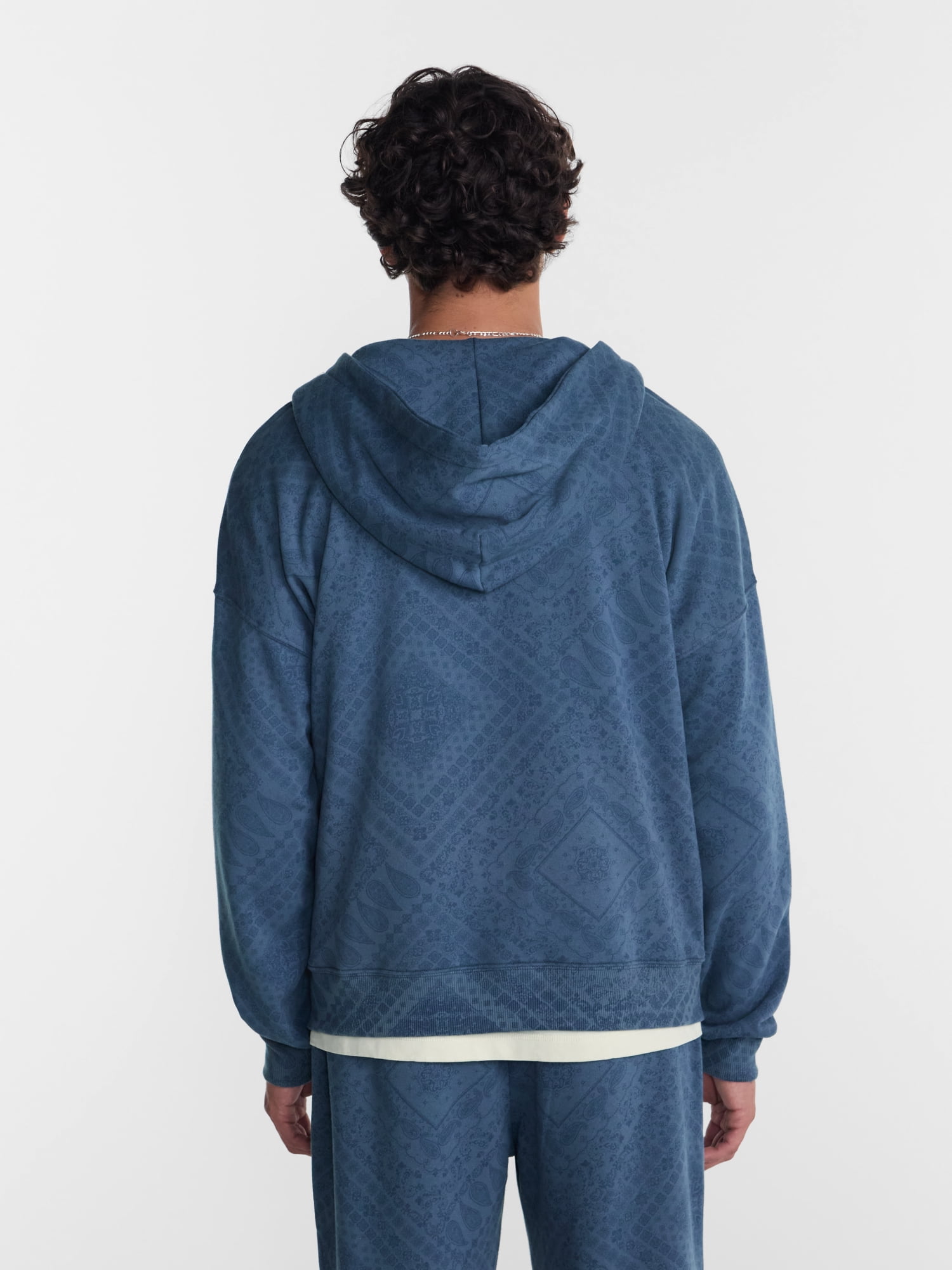 No Boundaries Boxy Oversized Fit Fleece Zip Hoodie Sweatshirt with Long Sleeves, Men's XS-4XLT