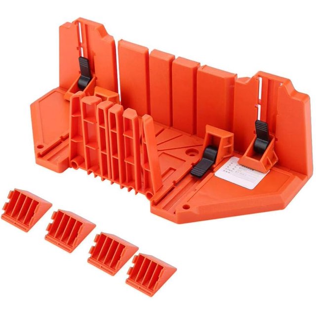 Caja de ingletes, caja de corte precisa, 0° 22,5° 45° 90° Abrazadera de inglete de corte multiángulo Plantilla de inglete, herramienta de corte de plástico para carpintería de bricolaje