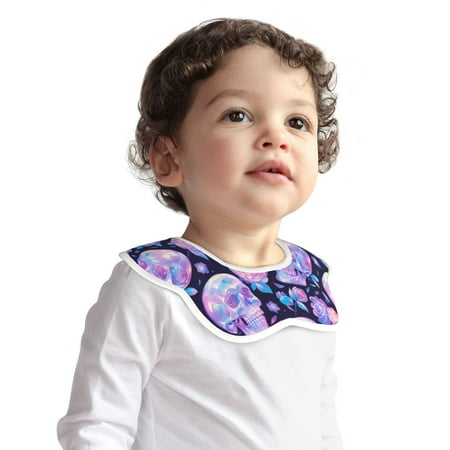 

Bingfone crystal Skull flower Soft Bibs for Baby Boy Girl 360 Rotate Petal Absorbent Bibs Washable for Drooling Teething