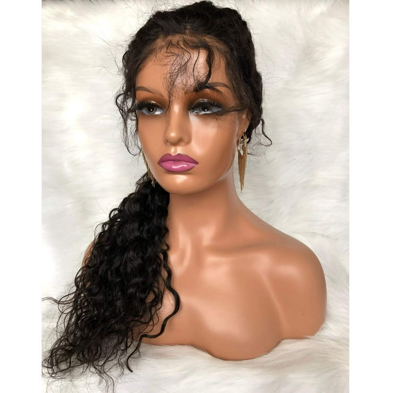 SRURLLUG 17 Realistic PVC Mannequin Head with Shoulders Upper Body Female  Manikin Head Bust Makeup&Eyelashes Display for Wigs, Hats, Scarves, Jewerly
