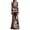 Wine-3, variant on Women's Halloween Gothic Velvet Maxi Dress, Long Sleeve Round Neck Bodycon Dress with Skeleton Floral Print, Elegant Fall Evening Party Gown
