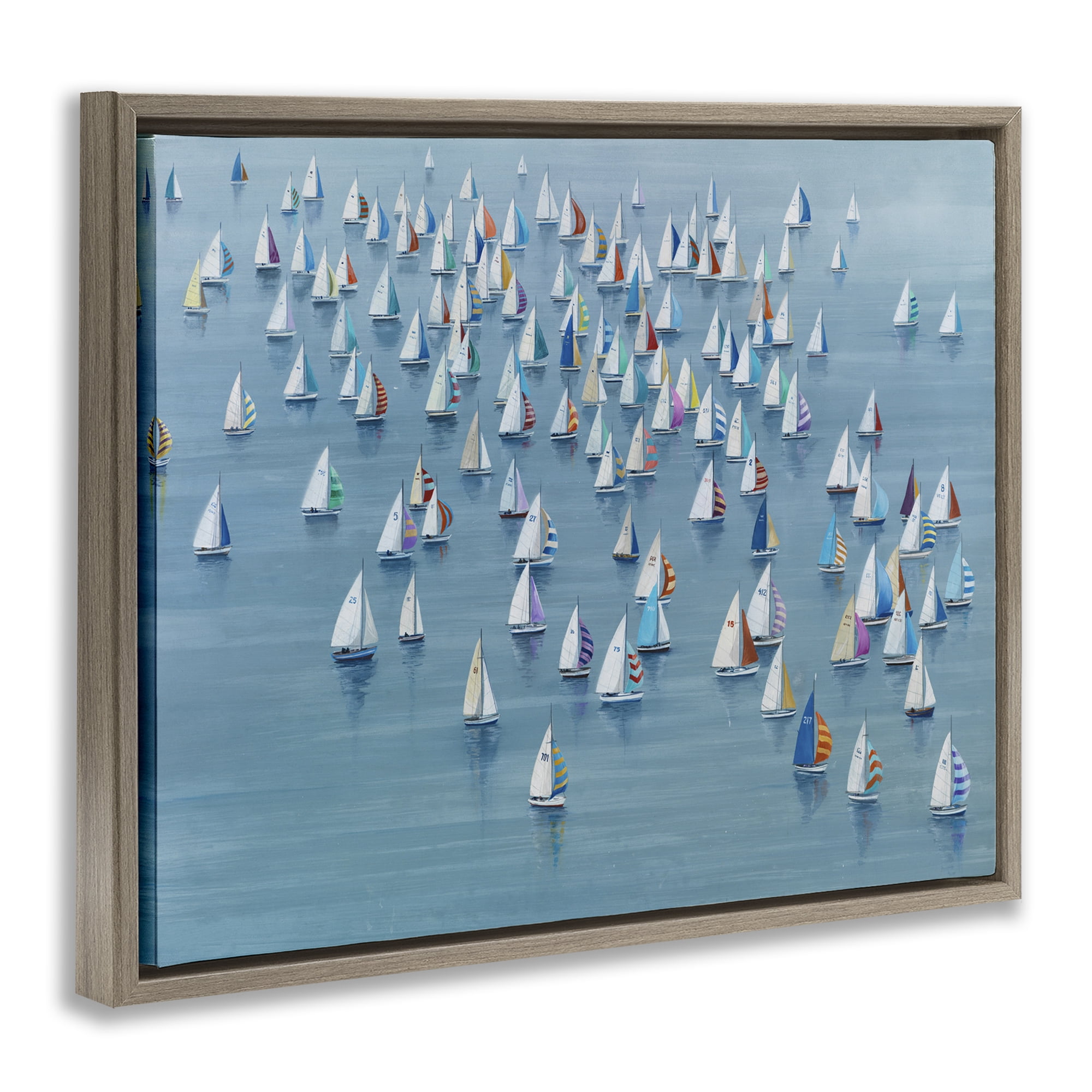 Stupell Industries Gathering Of Sails Transportation Painting Brown Floater Framed Canvas Art Print Wall Art, 31 x 25