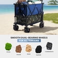 thumbnail image 5 of SHOUFTW All-Terrain Folding Double Decker Wagon with Brakes, 400L Large Capacity, Extra Long Extended Cart, Equipped with 7" Big Wheels for Camping, Sports, Beach, Blue, 5 of 8