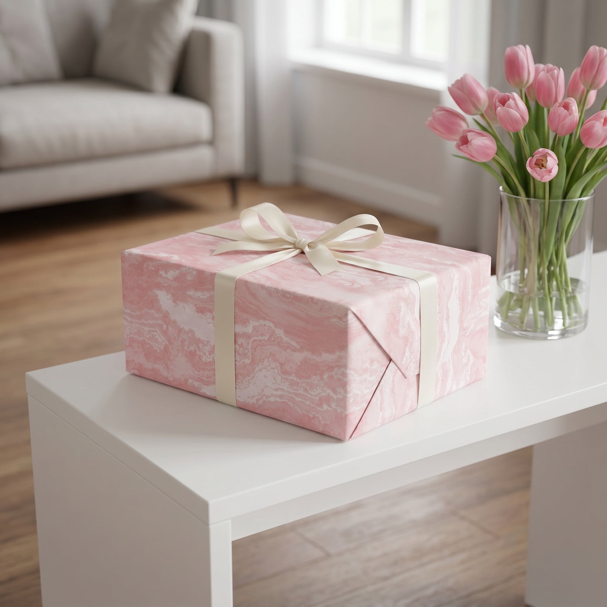 Unique Bargains Flowing Cloud Pattern Gift Wrapping Paper for Occasions Pink 27.6"x 19.7"