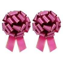 2pcs 16 Inch Giant Large Pull Bow Big Metallic Car Bows Ribbon with Gold Edge for Gift Christmas, Wine Red