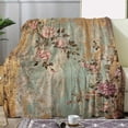 thumbnail image 4 of 1 Piece Vintage Floral Print Throw Blanket, Soft and Cozy Flannel, Warm and Comfortable for All Seasons, Ideal Gift for Any Occasion, 4 of 7