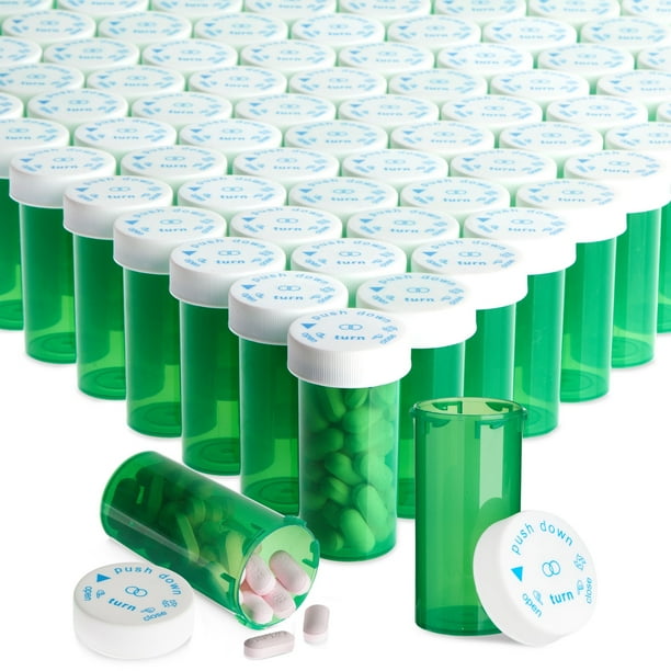 250 Pack Empty Medicine Pill Bottles with Caps for Prescription
